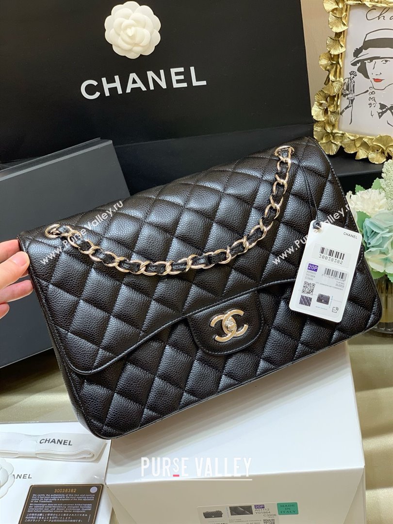 Chanel Classic Large Flap Bag in Original Grained Calfskin Leather A58600 Black/Silver 2025 Top Quality (SHUNY-25011106)