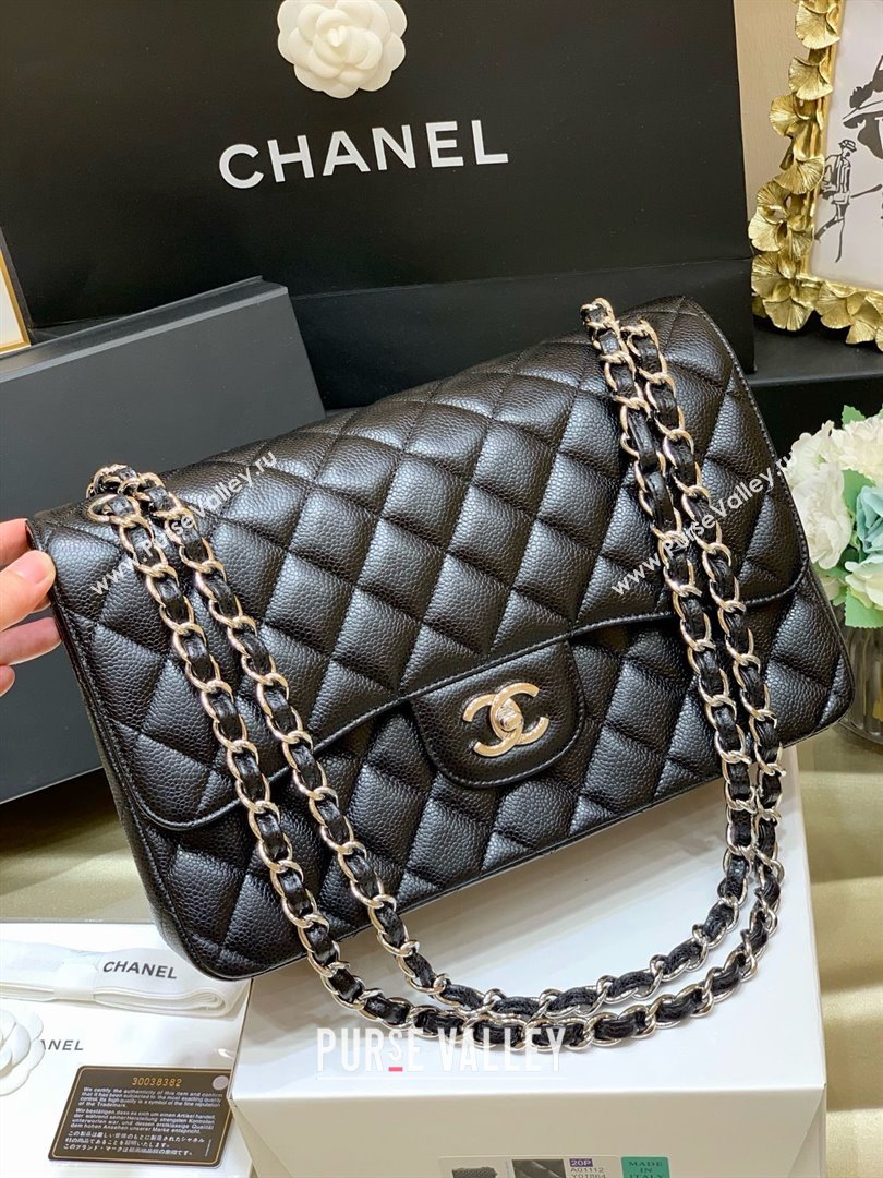 Chanel Classic Large Flap Bag in Original Grained Calfskin Leather A58600 Black/Silver 2025 Top Quality (SHUNY-25011106)