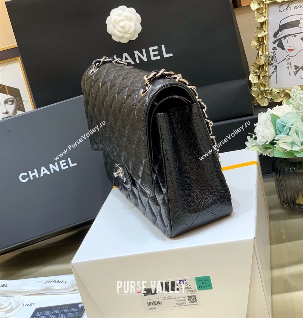 Chanel Classic Large Flap Bag in Original Grained Calfskin Leather A58600 Black/Silver 2025 Top Quality (SHUNY-25011106)