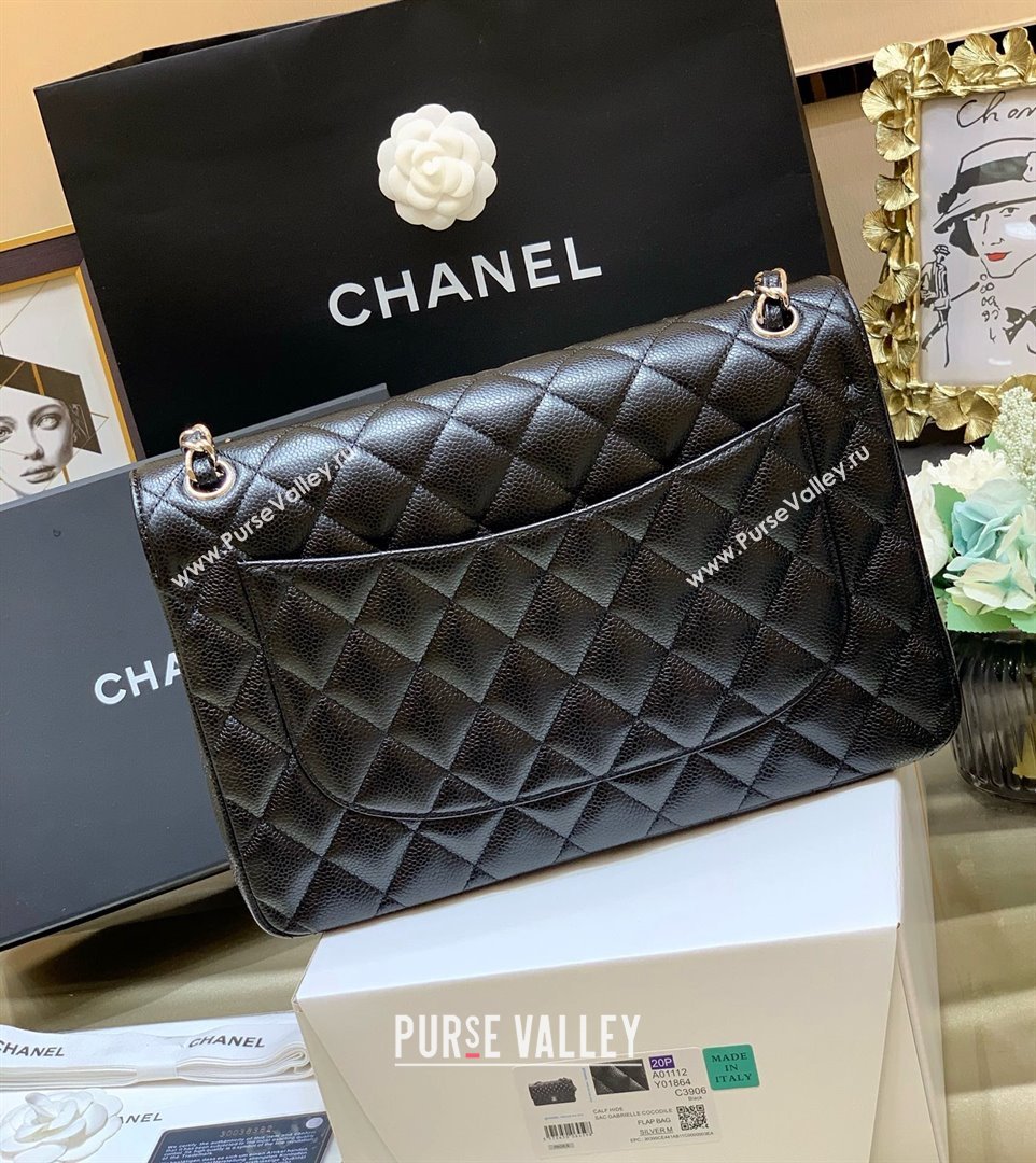 Chanel Classic Large Flap Bag in Original Grained Calfskin Leather A58600 Black/Silver 2025 Top Quality (SHUNY-25011106)