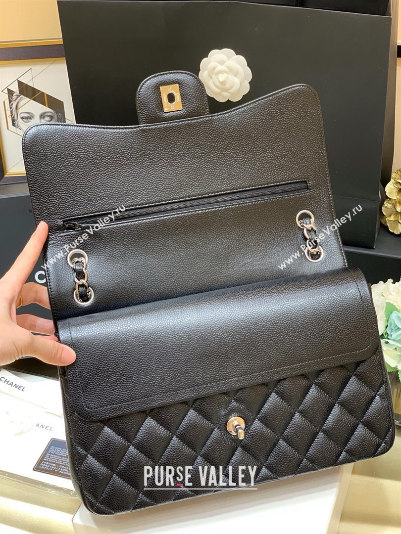 Chanel Classic Large Flap Bag in Original Grained Calfskin Leather A58600 Black/Silver 2025 Top Quality (SHUNY-25011106)