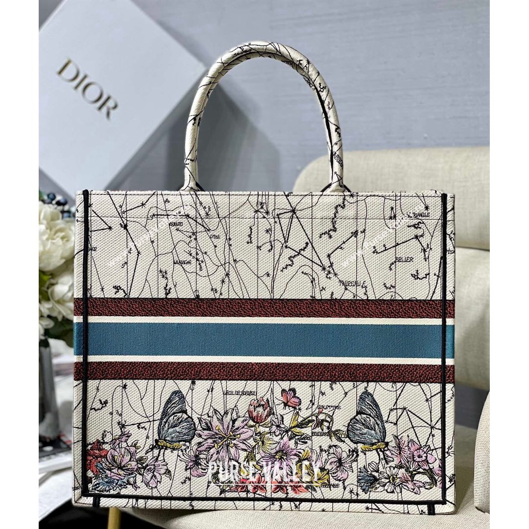 Dior Large Book Tote Bag in Latte Multicolor Constellation Embroidery 2021 (XXG-21090711)