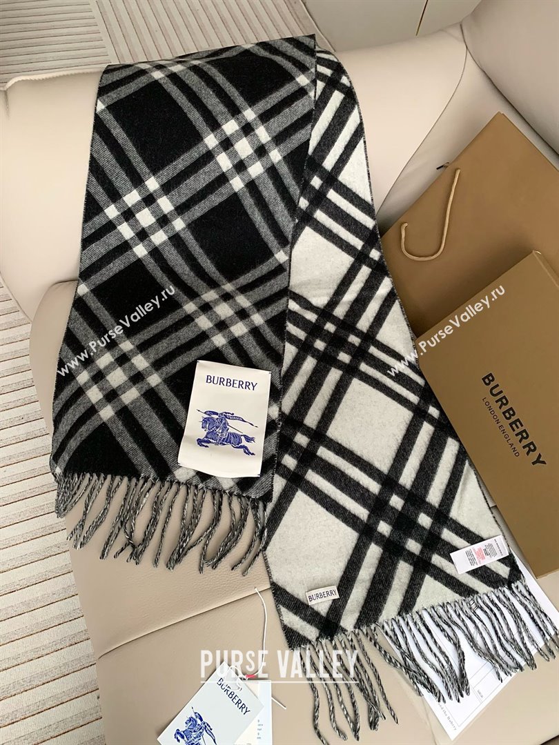 Burberry Cashmere Scarf 30x180cm B011601 Black 2025 Top Quality (WTZ-25011601)