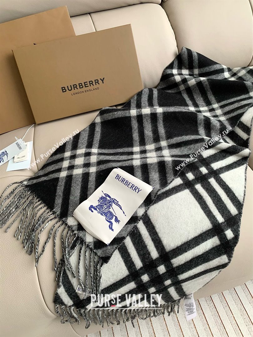 Burberry Cashmere Scarf 30x180cm B011601 Black 2025 Top Quality (WTZ-25011601)