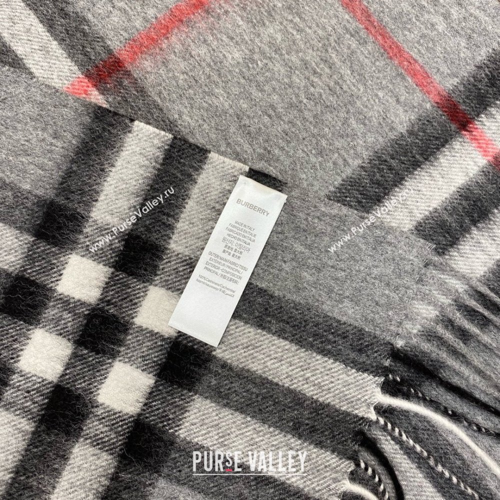 Burberry Check Cashmere Scarf 30x168cm B011603 Grey 2025 Top Quality (WTZ-25011603)