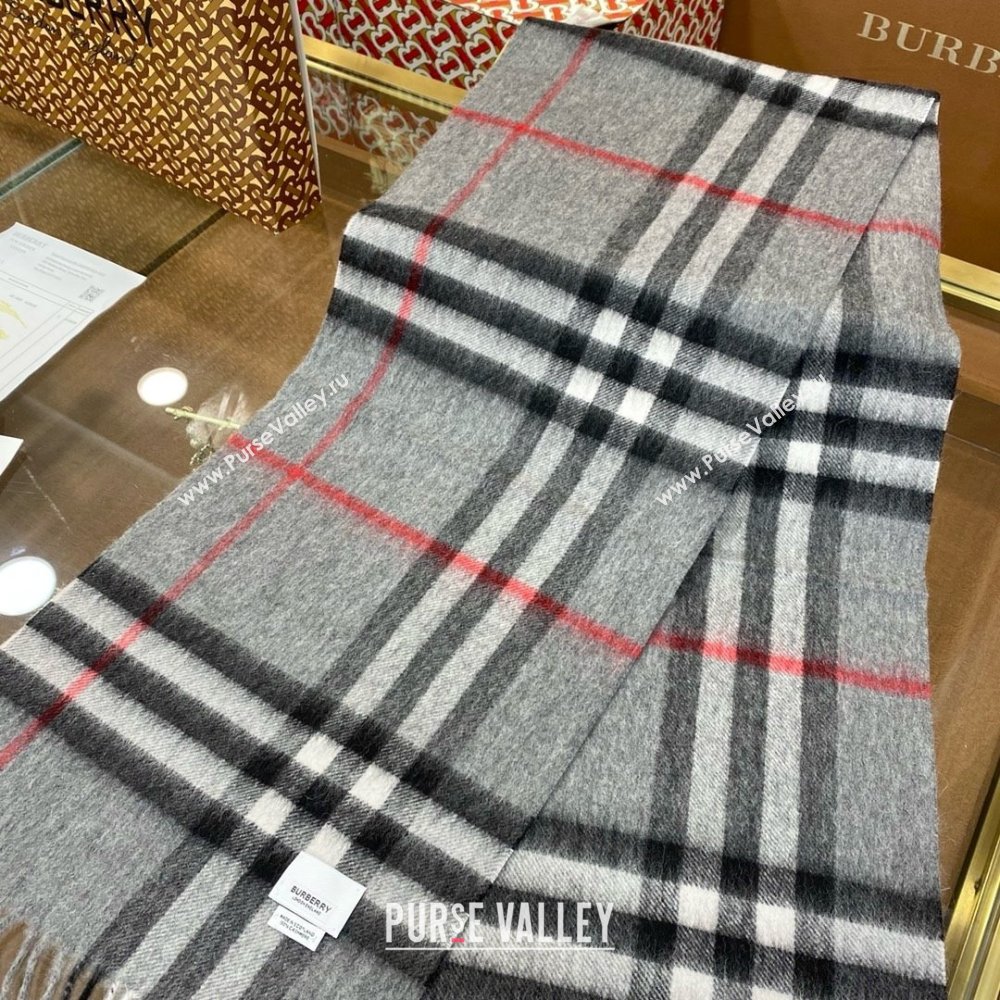 Burberry Check Cashmere Scarf 30x168cm B011603 Grey 2025 Top Quality (WTZ-25011603)