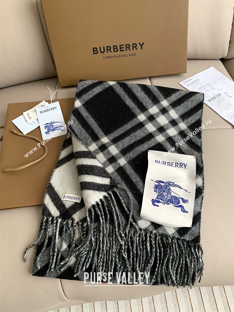 Burberry Cashmere Scarf 30x180cm B011601 Black 2025 Top Quality (WTZ-25011601)