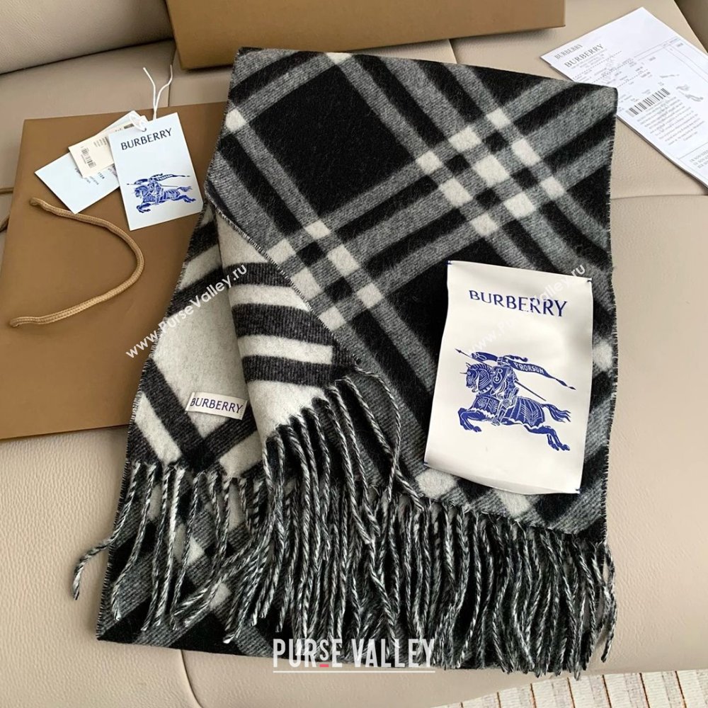 Burberry Cashmere Scarf 30x180cm B011601 Black 2025 Top Quality (WTZ-25011601)