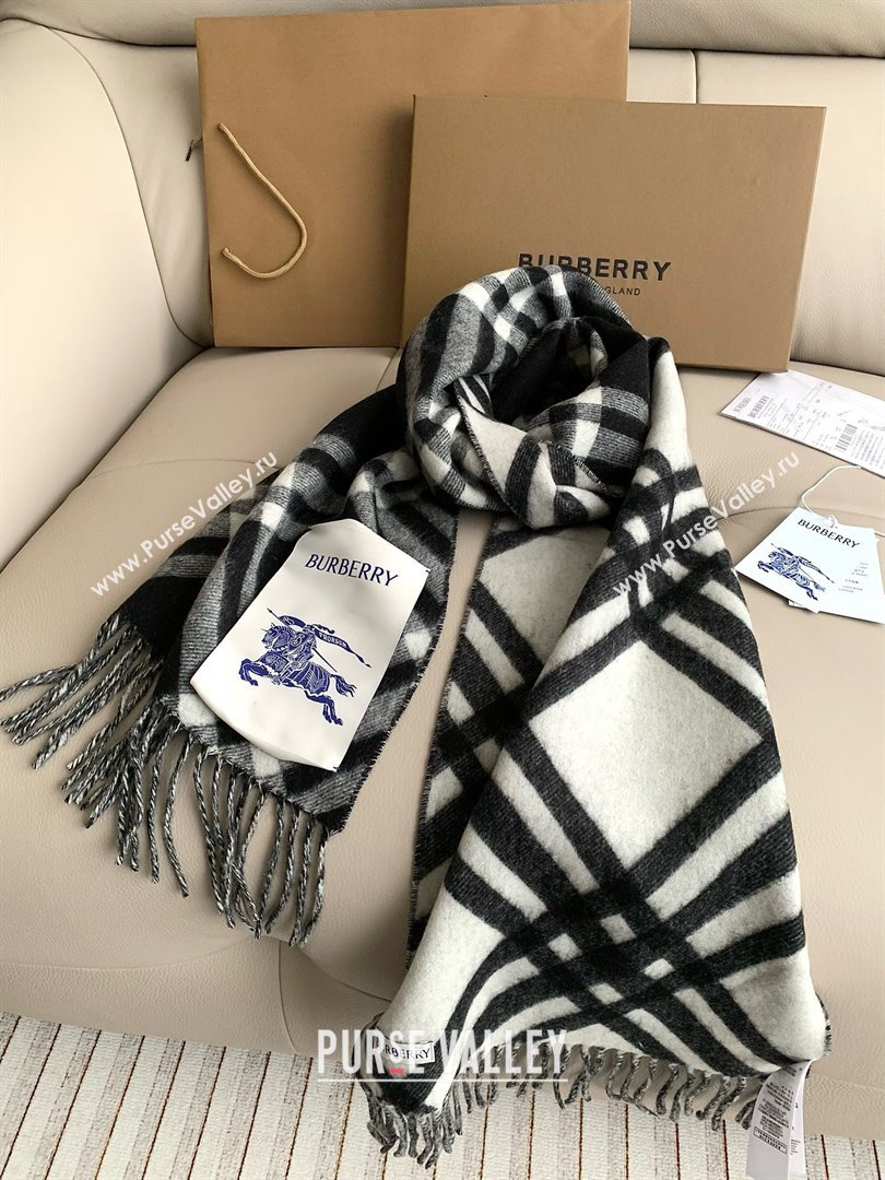 Burberry Cashmere Scarf 30x180cm B011601 Black 2025 Top Quality (WTZ-25011601)