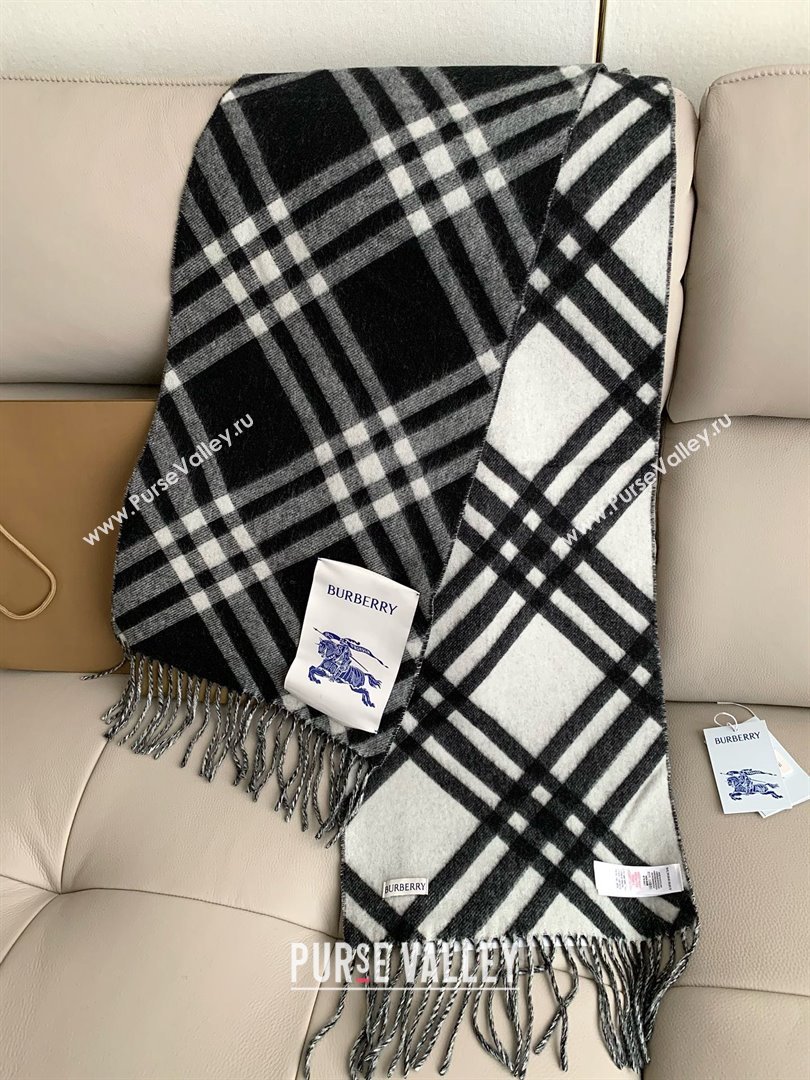 Burberry Cashmere Scarf 30x180cm B011601 Black 2025 Top Quality (WTZ-25011601)