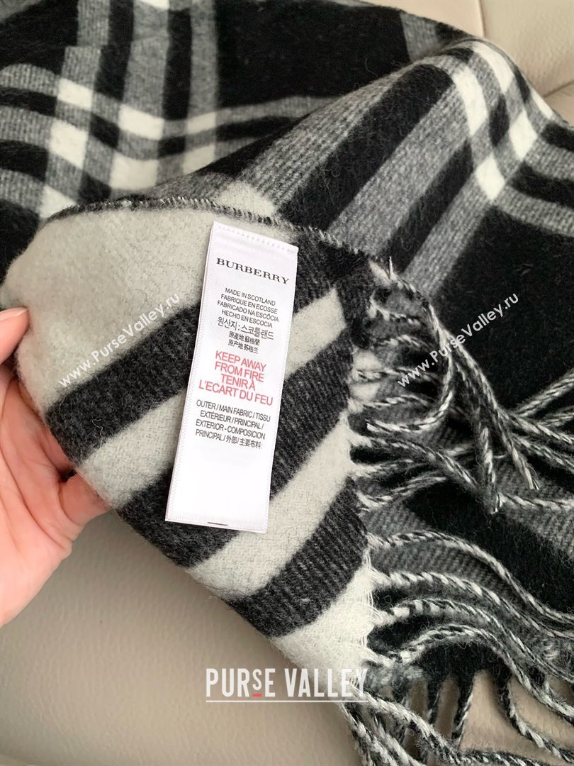 Burberry Cashmere Scarf 30x180cm B011601 Black 2025 Top Quality (WTZ-25011601)
