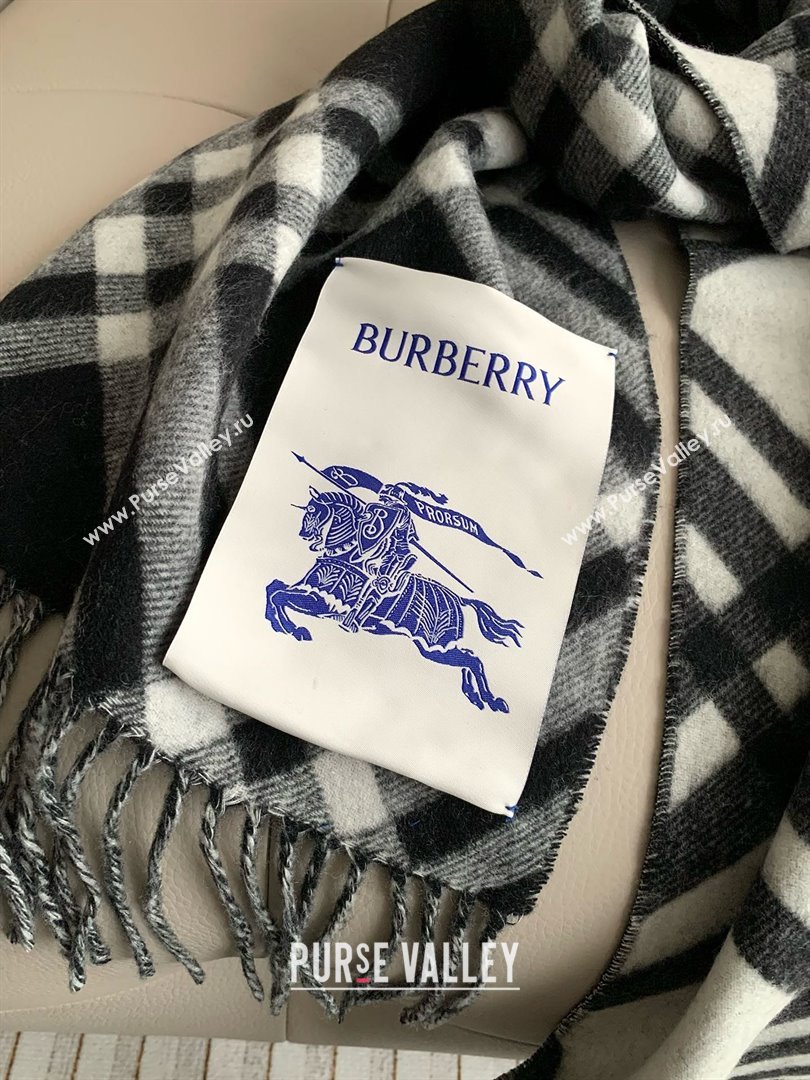 Burberry Cashmere Scarf 30x180cm B011601 Black 2025 Top Quality (WTZ-25011601)