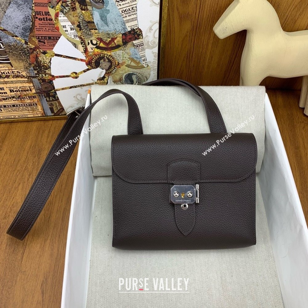 Hermes Sac a depeches 21 Bag in Original Togo Leather Ebony/Silver 2025(Full Handmade) (XYA-25011701)