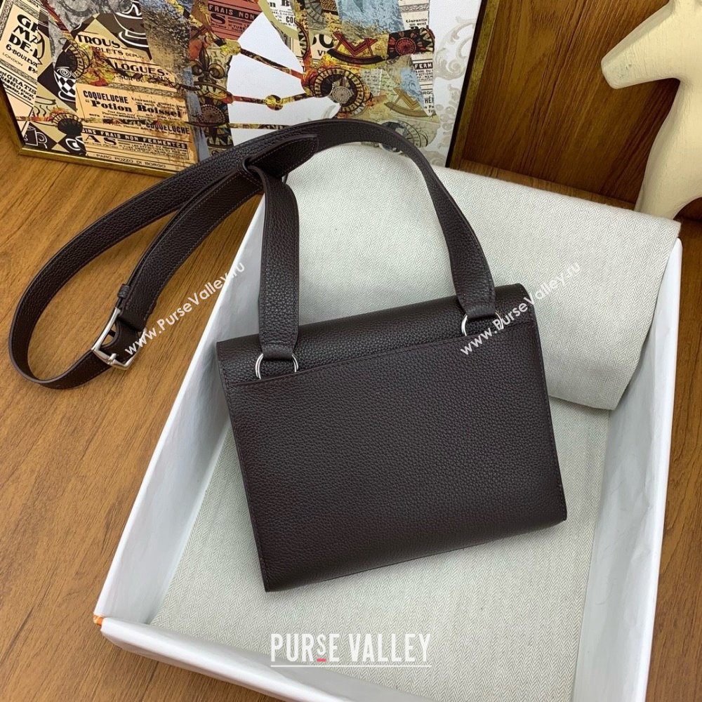 Hermes Sac a depeches 21 Bag in Original Togo Leather Ebony/Silver 2025(Full Handmade) (XYA-25011701)
