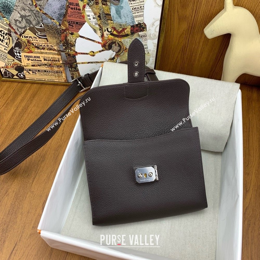 Hermes Sac a depeches 21 Bag in Original Togo Leather Ebony/Silver 2025(Full Handmade) (XYA-25011701)