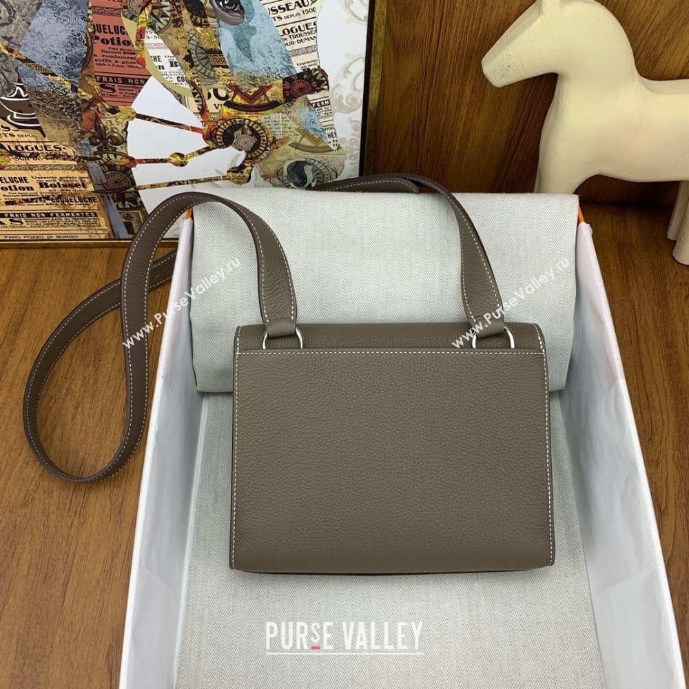 Hermes Sac a depeches 21 Bag in Original Togo Leather Etoupe/Silver 2025(Full Handmade) (XYA-25012102)