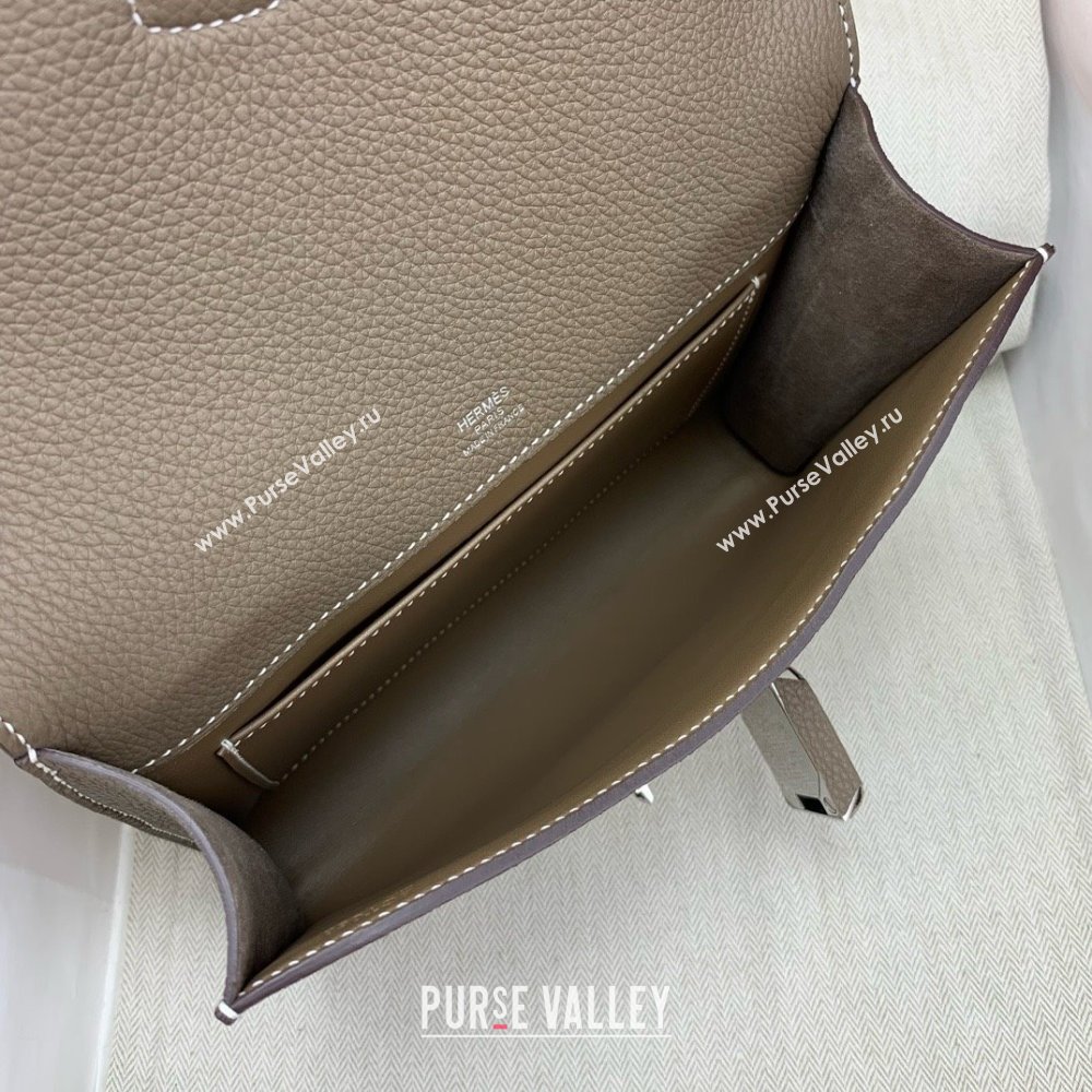 Hermes Sac a depeches 21 Bag in Original Togo Leather Etoupe/Silver 2025(Full Handmade) (XYA-25012102)