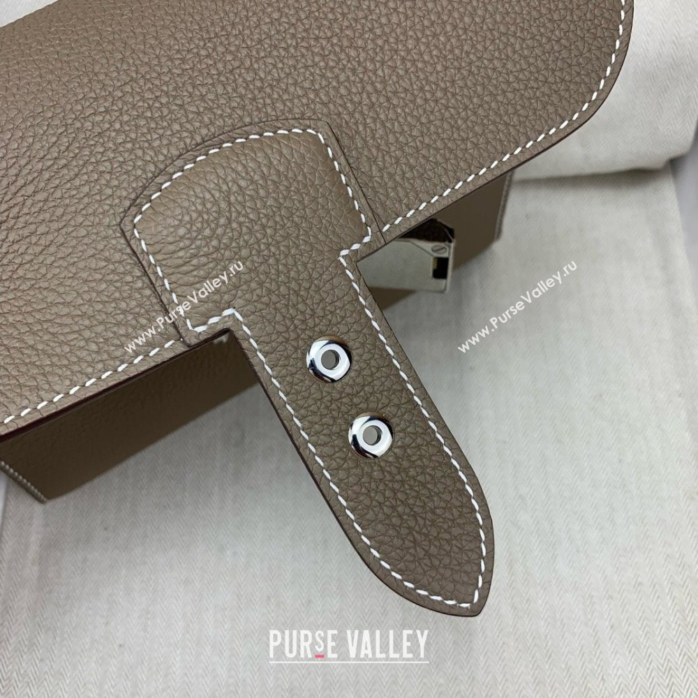 Hermes Sac a depeches 21 Bag in Original Togo Leather Etoupe/Silver 2025(Full Handmade) (XYA-25012102)