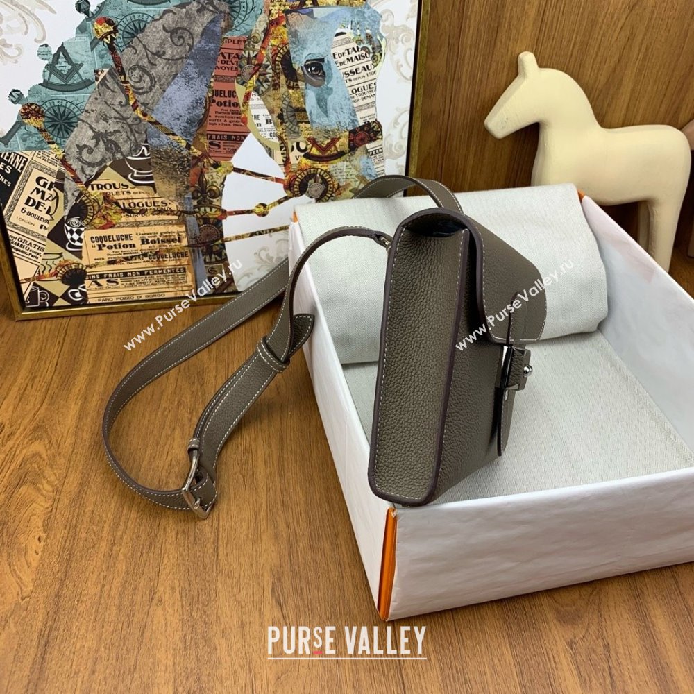 Hermes Sac a depeches 21 Bag in Original Togo Leather Etoupe/Silver 2025(Full Handmade) (XYA-25012102)