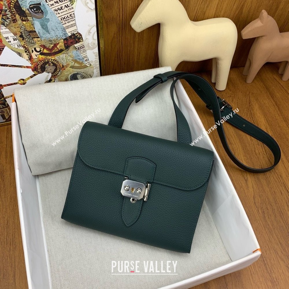 Hermes Sac a depeches 21 Bag in Original Togo Leather 6O Green/Silver 2025(Full Handmade) (XYA-25012103)