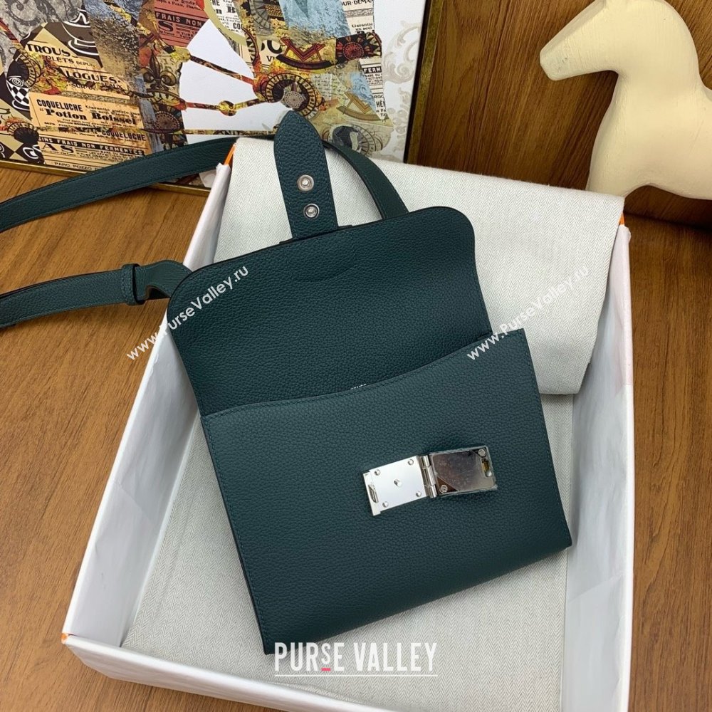 Hermes Sac a depeches 21 Bag in Original Togo Leather 6O Green/Silver 2025(Full Handmade) (XYA-25012103)