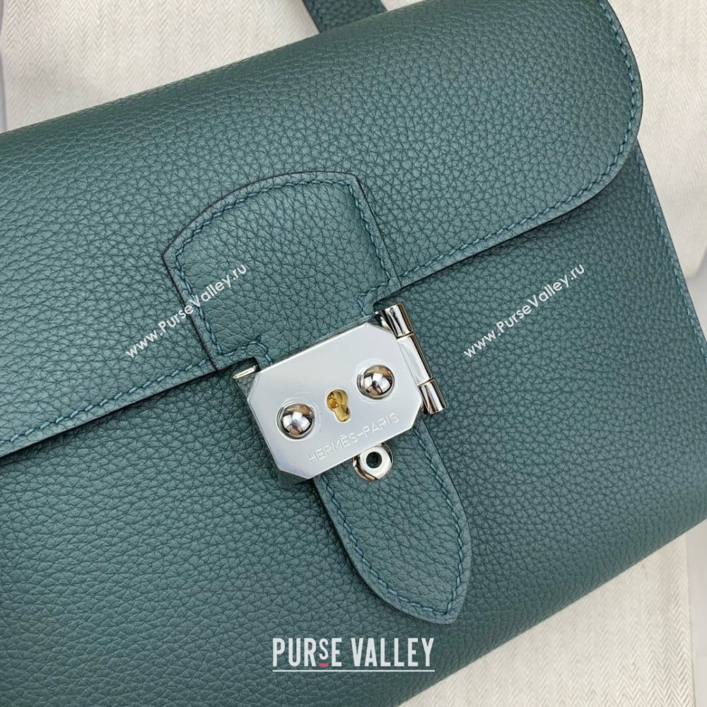 Hermes Sac a depeches 21 Bag in Original Togo Leather 6O Green/Silver 2025(Full Handmade) (XYA-25012103)