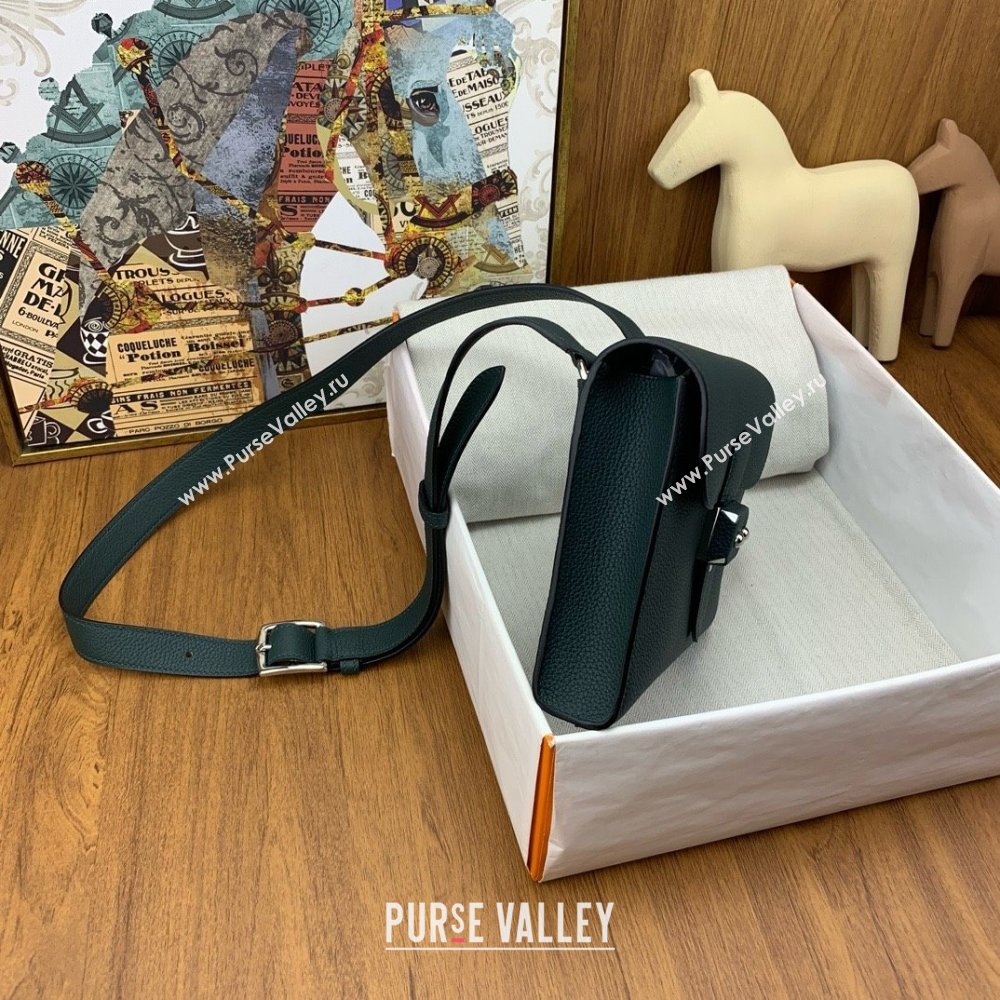 Hermes Sac a depeches 21 Bag in Original Togo Leather 6O Green/Silver 2025(Full Handmade) (XYA-25012103)