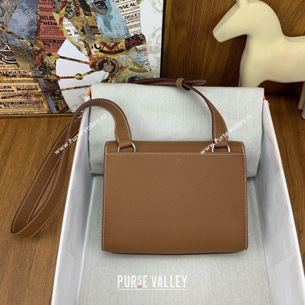 Hermes Sac a depeches 21 Bag in Original Togo Leather 37 Brown/Silver 2025(Full Handmade) (XYA-25012104)