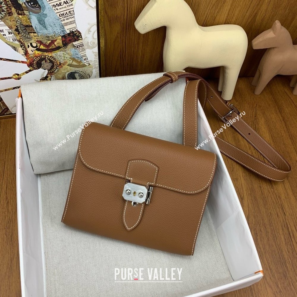 Hermes Sac a depeches 21 Bag in Original Togo Leather 37 Brown/Silver 2025(Full Handmade) (XYA-25012104)