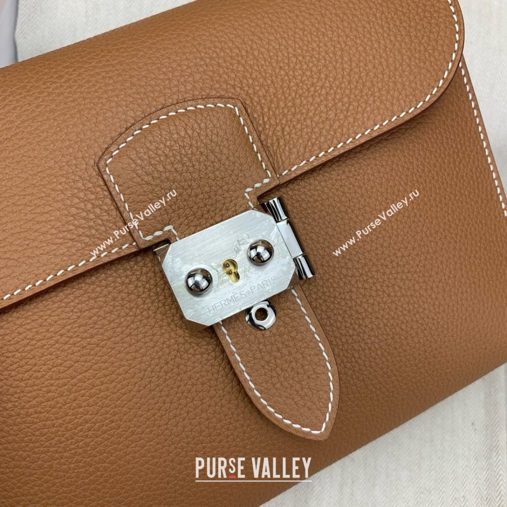 Hermes Sac a depeches 21 Bag in Original Togo Leather 37 Brown/Silver 2025(Full Handmade) (XYA-25012104)