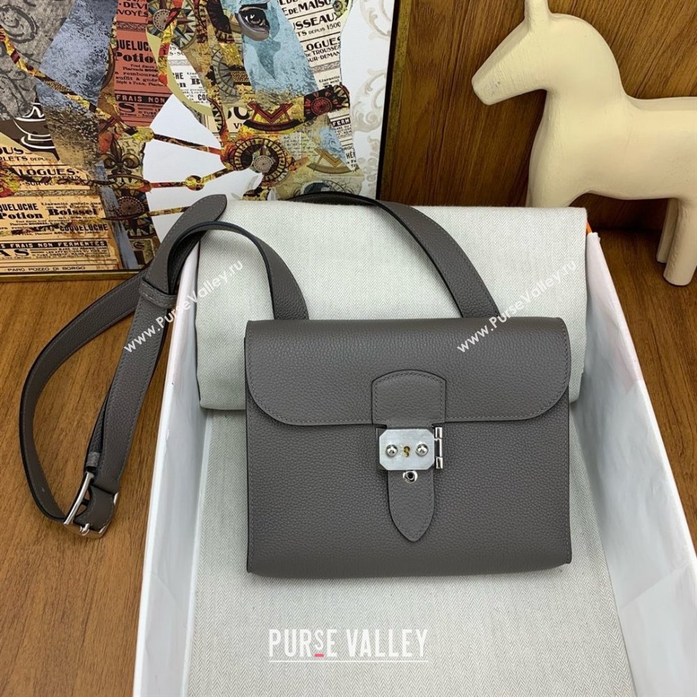 Hermes Sac a depeches 21 Bag in Original Togo Leather 8F Tinware Grey/Silver 2025(Full Handmade) (XYA-25012105)