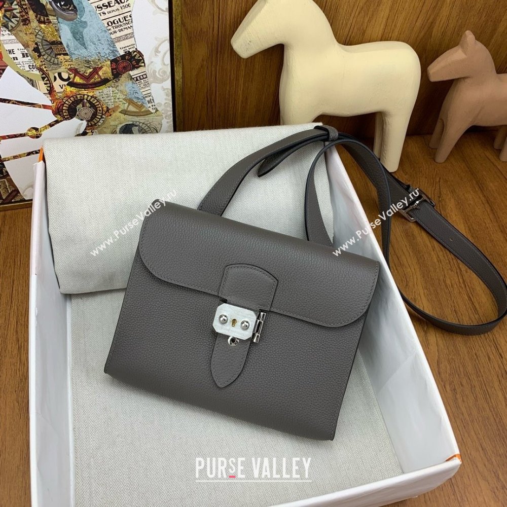 Hermes Sac a depeches 21 Bag in Original Togo Leather 8F Tinware Grey/Silver 2025(Full Handmade) (XYA-25012105)