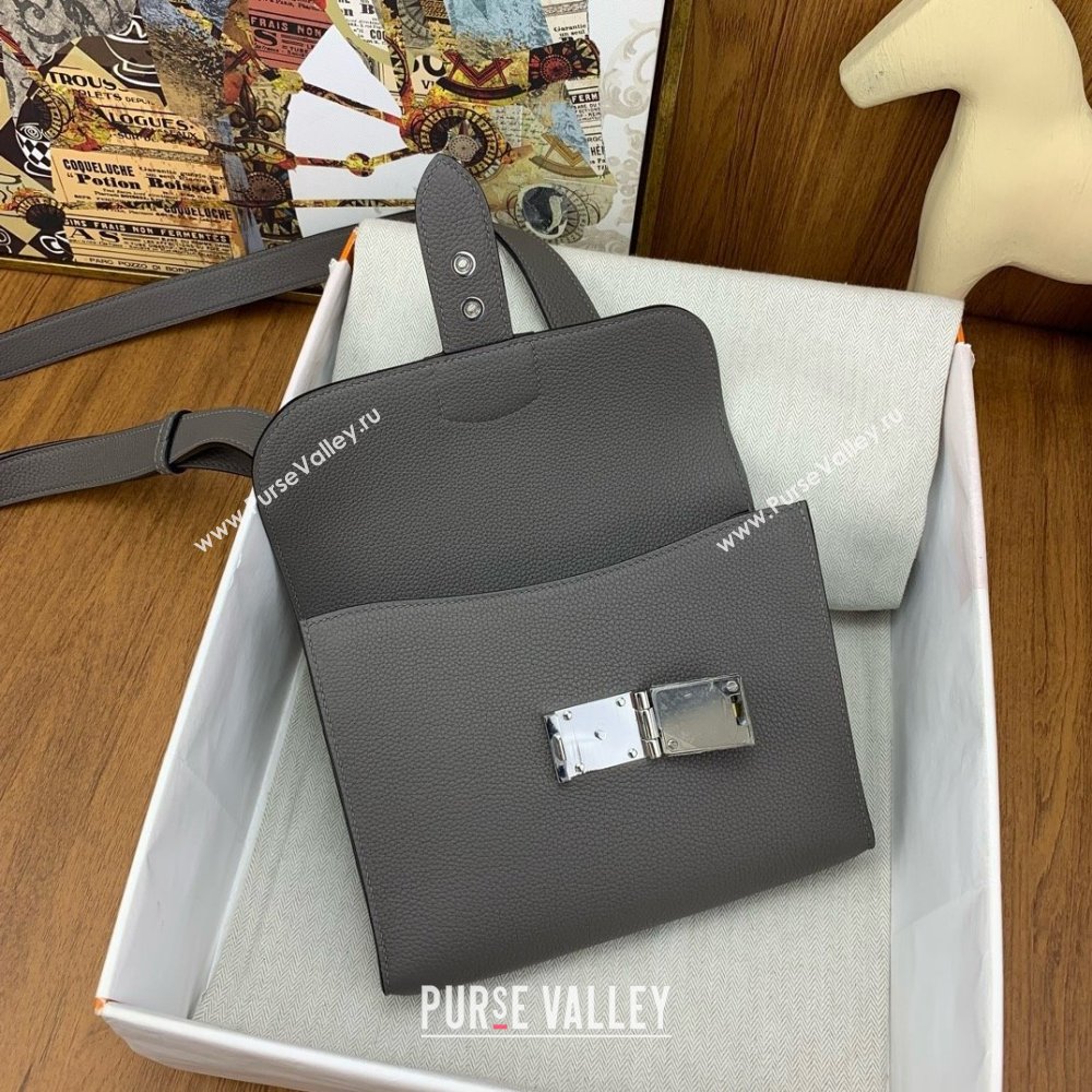 Hermes Sac a depeches 21 Bag in Original Togo Leather 8F Tinware Grey/Silver 2025(Full Handmade) (XYA-25012105)