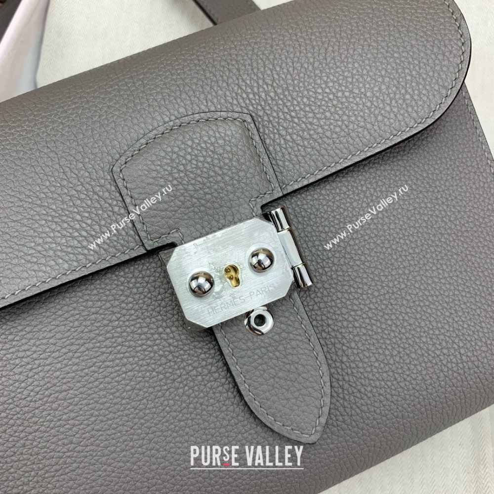 Hermes Sac a depeches 21 Bag in Original Togo Leather 8F Tinware Grey/Silver 2025(Full Handmade) (XYA-25012105)