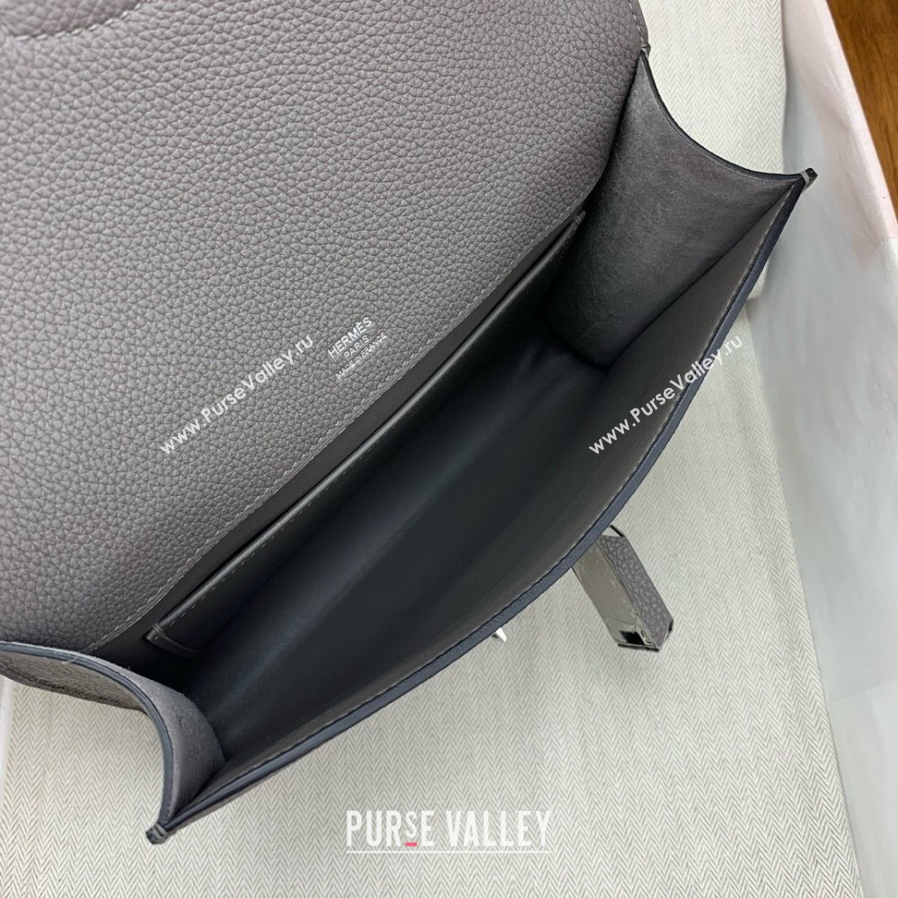 Hermes Sac a depeches 21 Bag in Original Togo Leather 8F Tinware Grey/Silver 2025(Full Handmade) (XYA-25012105)