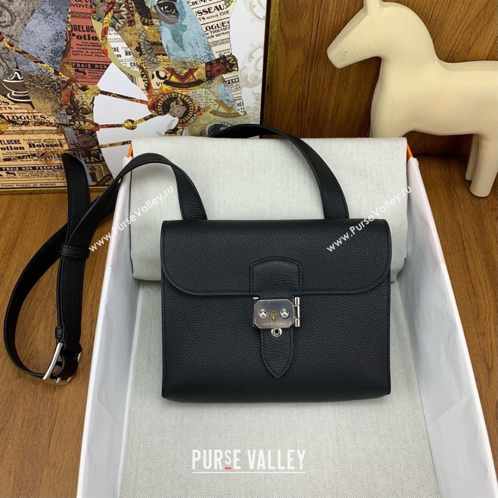 Hermes Sac a depeches 21 Bag in Original Togo Leather Black/Silver 2025(Full Handmade) (XYA-25012106)