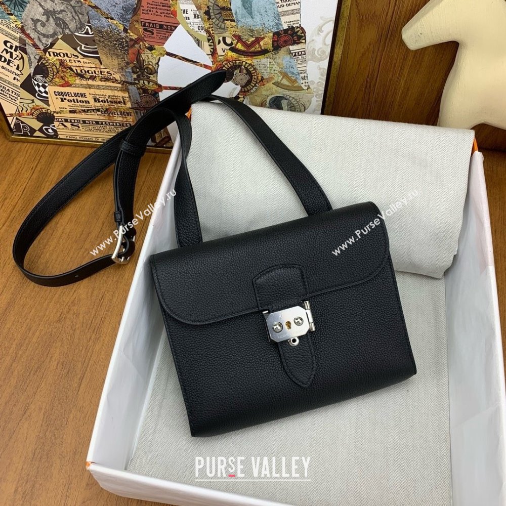 Hermes Sac a depeches 21 Bag in Original Togo Leather Black/Silver 2025(Full Handmade) (XYA-25012106)