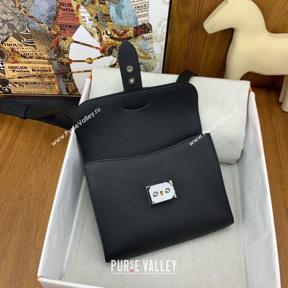 Hermes Sac a depeches 21 Bag in Original Togo Leather Black/Silver 2025(Full Handmade) (XYA-25012106)