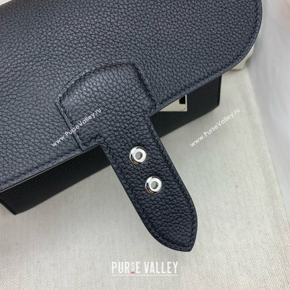 Hermes Sac a depeches 21 Bag in Original Togo Leather Black/Silver 2025(Full Handmade) (XYA-25012106)