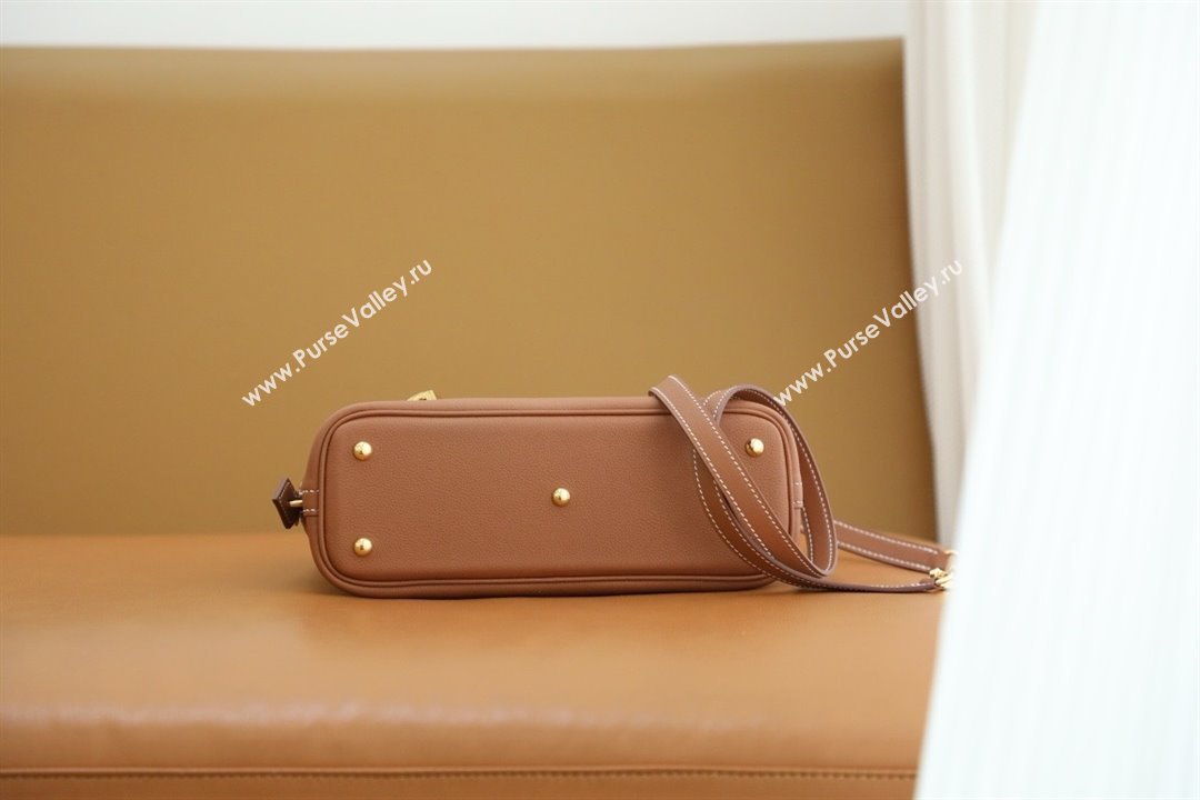 Hermes Bolide 1923-25 Bag in Origianl Evercolor Leather Brown/Gold 2025(Full Handmade) (AYA-25012110)