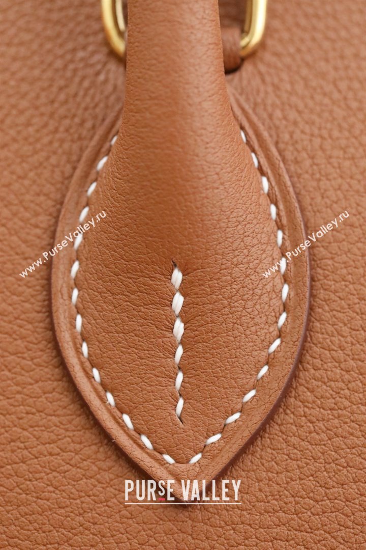 Hermes Bolide 1923-25 Bag in Origianl Evercolor Leather Brown/Gold 2025(Full Handmade) (AYA-25012110)