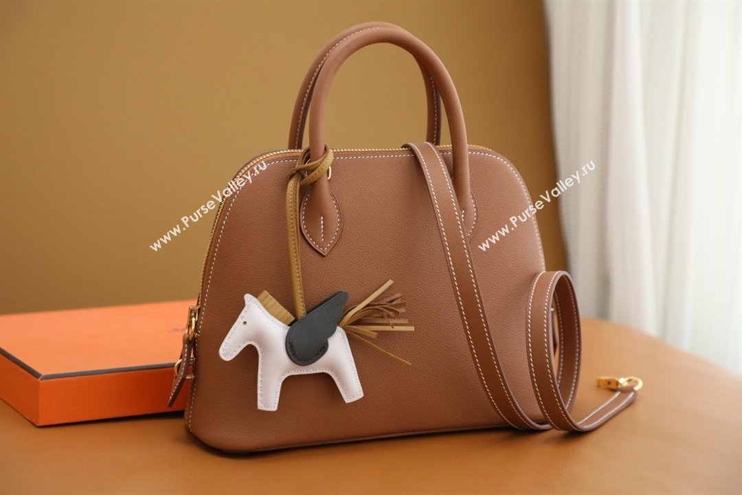 Hermes Bolide 1923-25 Bag in Origianl Evercolor Leather Brown/Gold 2025(Full Handmade) (AYA-25012110)