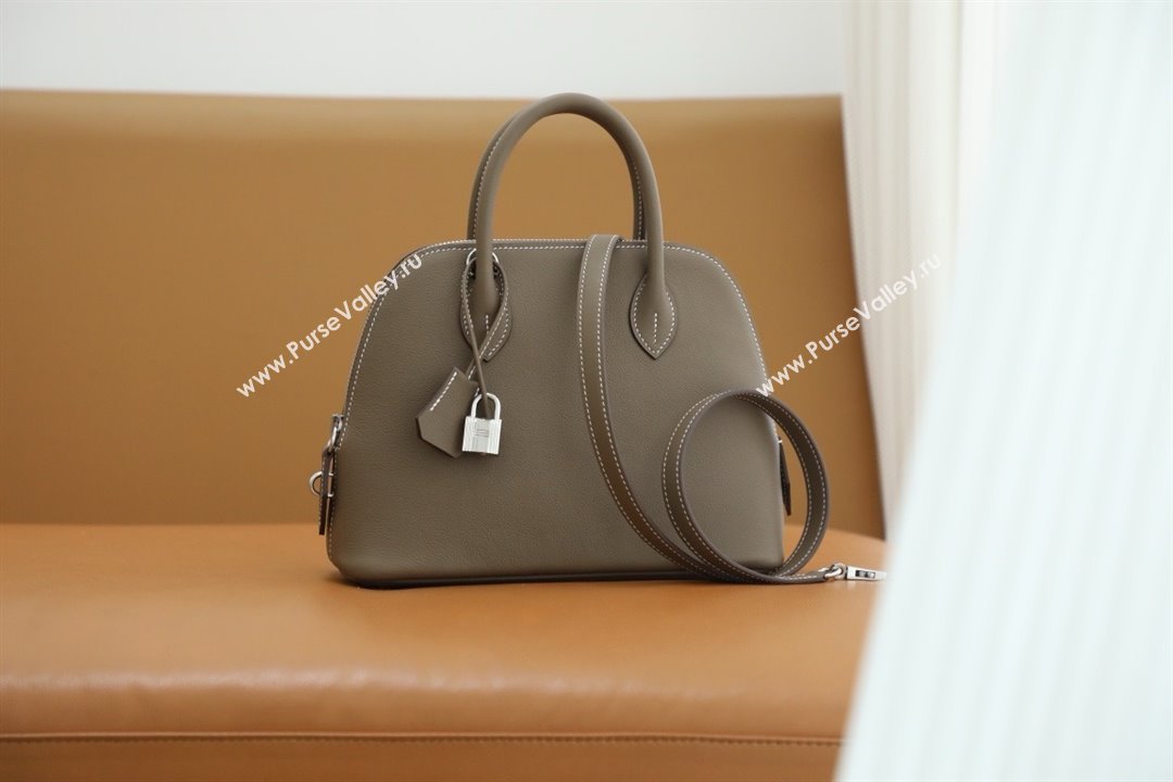 Hermes Bolide 1923-25 Bag in Origianl Evercolor Leather Etoupe/Silver 2025(Full Handmade) (AYA-25012112)