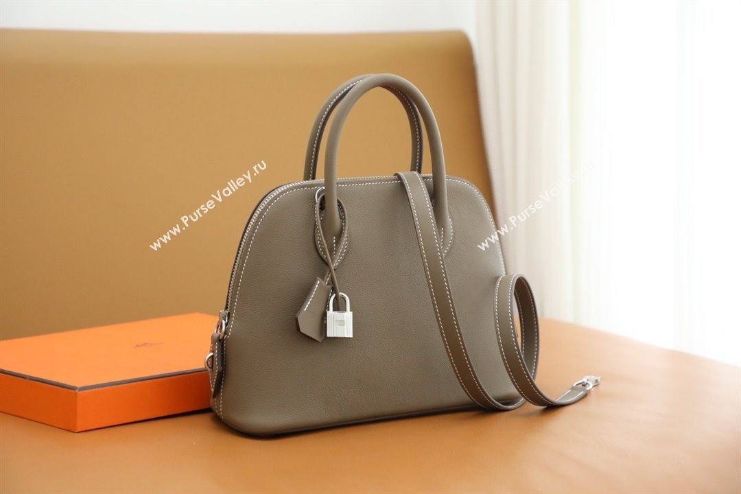 Hermes Bolide 1923-25 Bag in Origianl Evercolor Leather Etoupe/Silver 2025(Full Handmade) (AYA-25012112)