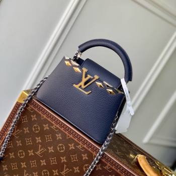 Louis Vuitton Capucines Mini Bag in Black Taurillon Leather with Maxi Studs M12751 Navy Blue 2025 (K-25021426)