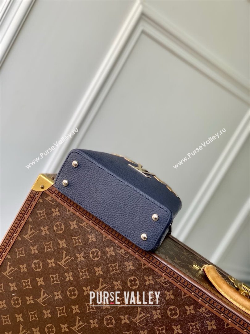 Louis Vuitton Capucines Mini Bag in Black Taurillon Leather with Maxi Studs M12751 Navy Blue 2025 (K-25021426)