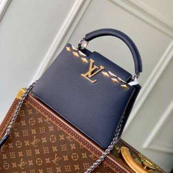 Louis Vuitton Capucines BB Bag in Black Taurillon Leather with Maxi Studs M12751 Navy Blue 2025 (K-25021427)