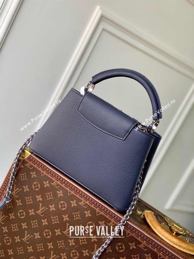 Louis Vuitton Capucines BB Bag in Black Taurillon Leather with Maxi Studs M12751 Navy Blue 2025 (K-25021427)