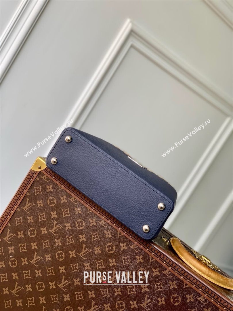 Louis Vuitton Capucines BB Bag in Black Taurillon Leather with Maxi Studs M12751 Navy Blue 2025 (K-25021427)
