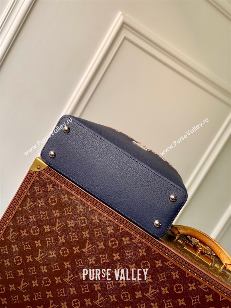 Louis Vuitton Capucines MM Bag in Black Taurillon Leather with Maxi Studs M12751 Navy Blue 2025 (K-25021429)